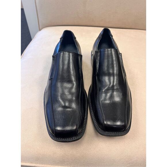 Bruno Marc Black Leather State Slip On Dress Loafers sz 7.5